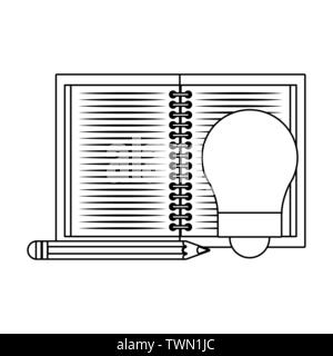 Back to school education cartoons in black and white Stock Vector