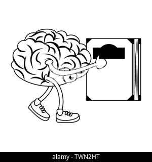 Human brain intelligence and creativity cartoons in black and white Stock Vector