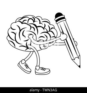 Human brain intelligence and creativity cartoons in black and white Stock Vector
