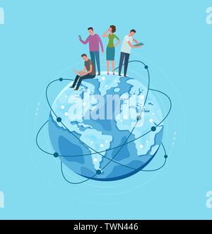 Metaphor Earth globe planet. Global network, communication. Vector illustration Stock Vector