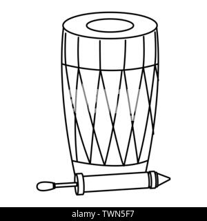 drum mridangam icon cartoon isolated in black and white Stock Vector