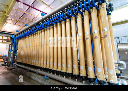 June 20, 2019 San Jose / CA / USA - Micro filtration system at Silicon Valley Advanced Water Purification Center located in South San Francisco bay ar Stock Photo