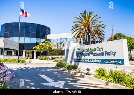 June 20, 2019 San Jose / CA / USA - Exterior view of San Jose - Santa Clara Regional Wastewater Facility / Environmental Services building, in South S Stock Photo