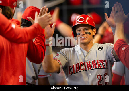 Milwaukee, WI, USA. 21st June, 2019. After scoring Cincinnati Reds