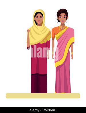 indian women avatar cartoon character Stock Vector