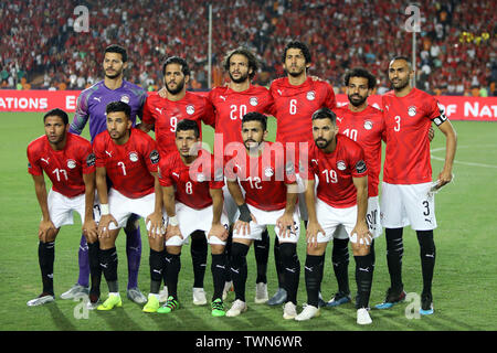 Cairo. 21st June, 2019. Players of Egypt pose for photos before the 2019 African Cup of Nations match between Egypt and Zimbabwe on June 21, 2019. Credit: Ahmed Gomaa/Xinhua/Alamy Live News Stock Photo