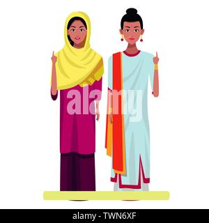 indian women avatar cartoon character Stock Vector