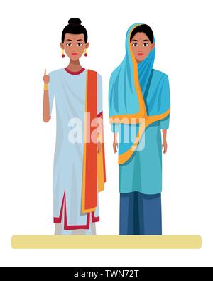 indian women avatar cartoon character Stock Vector