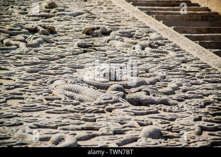 The embossed white marble stairway before the Hall of Supreme Harmony in forbidden city in Beijing Stock Photo