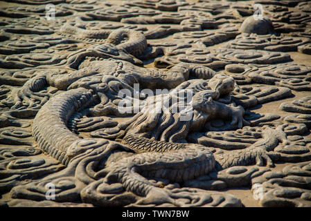 The embossed white marble stairway before the Hall of Supreme Harmony in forbidden city in Beijing Stock Photo