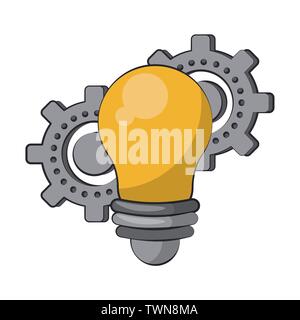 Bulb light and gears cartoons isolated Stock Vector