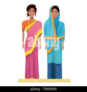 indian women avatar cartoon character Stock Vector