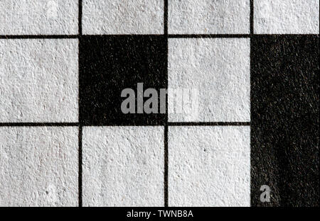 Macro image of the black and white empty crossword squares Stock Photo