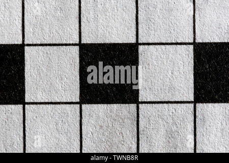 Macro image of the black and white empty crossword squares Stock Photo