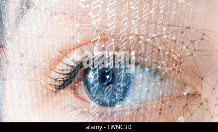 Abstract digital identification, human face scanning system Stock Photo