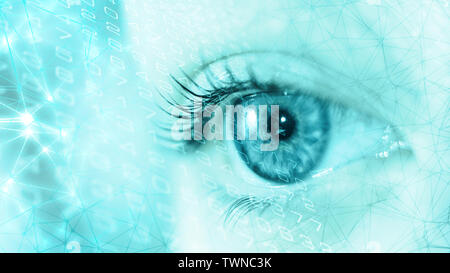 Computer security system, eye scan protection Stock Photo