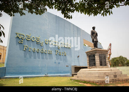 Bangalore, Karnataka India-June 04 2019 :Entrance of Freedom park Bangalore with Kuvempu sculpture Stock Photo