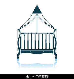 Crib With Canopy Icon. Shadow Reflection Design. Vector Illustration. Stock Vector