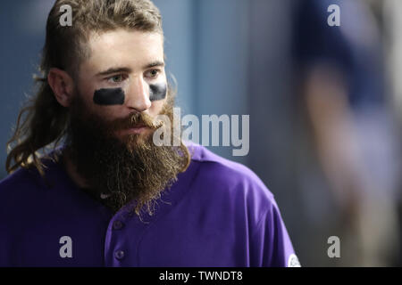 Colorado Rockies' Charlie Blackmon stands in the dugout before a baseball  game against the Pittsburgh Pirates in Pittsburgh, Tuesday, May 9, 2023.  (AP Photo/Gene J. Puskar Stock Photo - Alamy