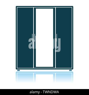 Wardrobe With Mirror Icon. Shadow Reflection Design. Vector Illustration. Stock Vector