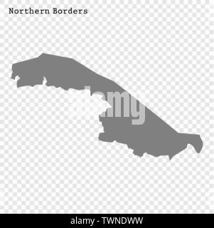 High quality map of Northern Borders is a region of Saudi Arabia Stock Vector