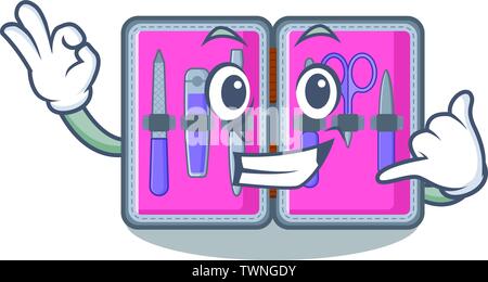 Call me manicure kit in the character shape Stock Vector