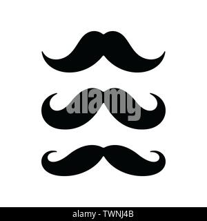 Mustaches on white background. Mustache flat icons. Stock Vector