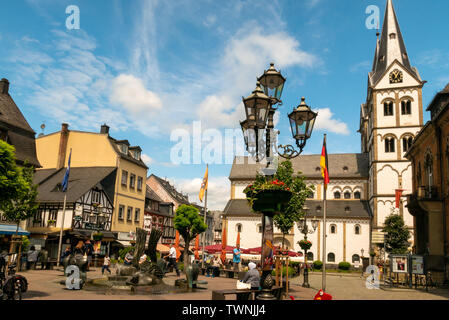 BOPPARD- GERMANY - JUNE 11, 2019: Marktplatz square. Boppard is a town in Rhineland-Palatinate, Germany, lying in the Rhine Gorge, at UNESCO World Her Stock Photo