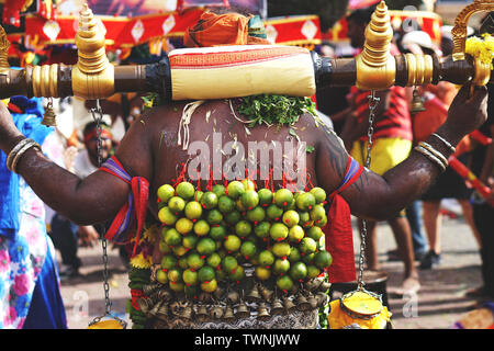 Pilgrim on his way to the Batu Caves in Malaysia during Thaipusam Stock Photo