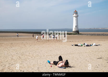 New Brighton,Beach,Wirral,sandy,west,bank,of,River Mersey,Liverpool,north,northern,city,north west,Merseyside,England,English,GB,Britain,British,UK, Stock Photo