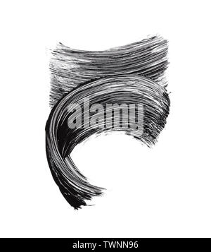Black strokes and texture mascara or acrylic on a white background Stock Photo
