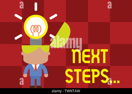 Conceptual Hand Writing Showing Next Steps Concept Meaning Something You Do Or Plan After You Ve Finished Something Else Standing Successful Man Suit Stock Photo Alamy