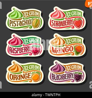 Vector set of fruit Ice Cream Stock Vector