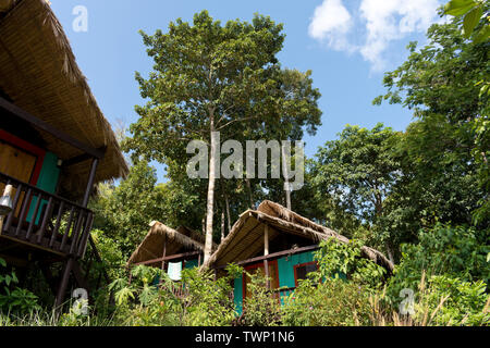 Wooden Bungalows at Koh Rong Island, Sihanoukville, Cambodia Stock Photo