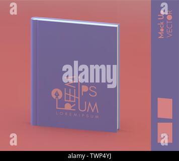 Realistic book mockup. Cover design template. Perspective view. 3d vector illustration. Stock Vector