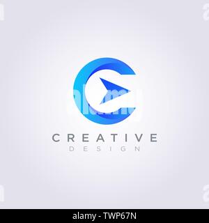 Letter C Arrow Compass Vector Illustration Design Clipart Symbol Logo Template. Stock Vector