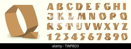 Paper letters and numbers of the alphabet. Stock Vector