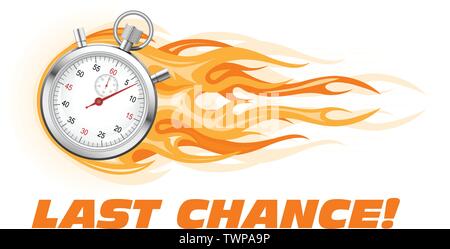 Last chance, hurry up - burning stopwatch icon, hot offer concept Stock Vector