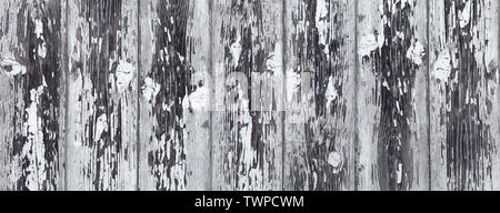 Heavily weathered white gray wooden wall Stock Photo
