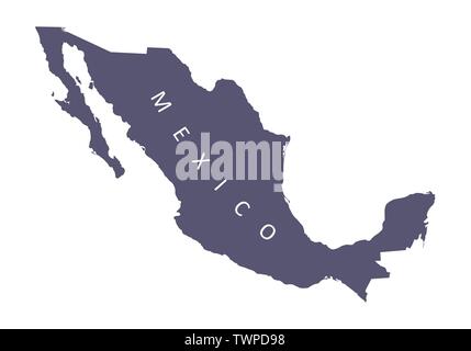 Mexico silhouette map isolated on white background Stock Vector