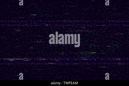 Glitch no signal. Minimal VHS backdrop. Video problem template. Pixel noise and color digital distortions. Video game glitch. HDTV error. Vector Stock Vector