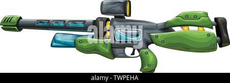 green futuristic sniper rifle isolated on white Stock Vector