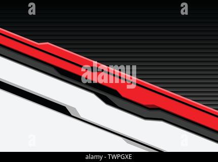 Abstract red white cyber futuristic with dark gray shutter pattern design modern technology background vector illustration. Stock Vector