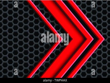 Abstract red arrow overlap on gray design modern background vector ...