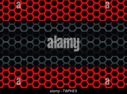 Abstract red gray color banner overlap on hexagon mesh design modern futuristic background vector illustration. Stock Vector