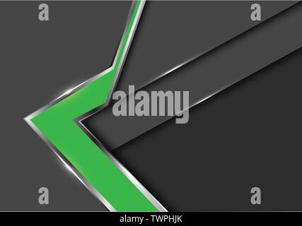 Abstract green arrow gray metal shadow design modern futuristic background vector illustration. Stock Vector