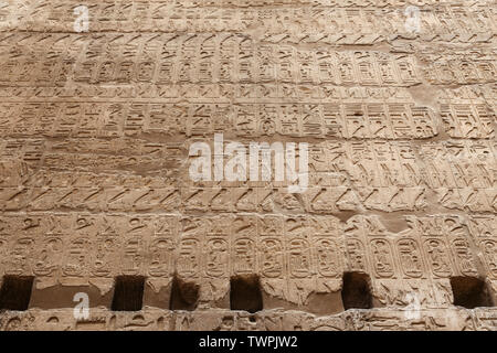 Egyptian Hieroglyphs in Luxor Temple, Luxor City, Egypt Stock Photo