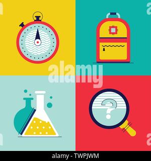 Science and education - colorful flat design style elements Stock Vector