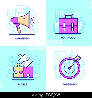 Business - set of line design style colorful illustrations Stock Vector