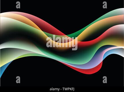 Abstract colors smoke wave on black design modern futuristic background vector illustration. Stock Vector